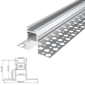 ARC-AGPB 2 Metre Anti Glare Plaster in Flush Mount LED Profile Including Diffuser