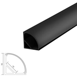 ARC-B-EM 2 Metre Rounded Corner Profile with Black Diffuser (Black)