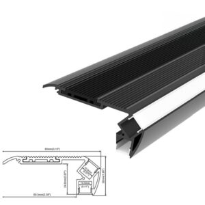ARC-DBSN 2 Metre Dual Strip Stair Nosing LED Profile (Black)