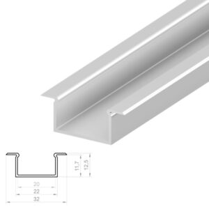 Arc LED 2 Metre 20mm Double Width Deep Recessed LED Profile