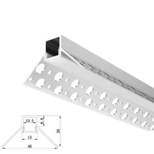 ARC-PBCI Inside Corner Plaster-In Aluminium LED Profile – Including Diffuser