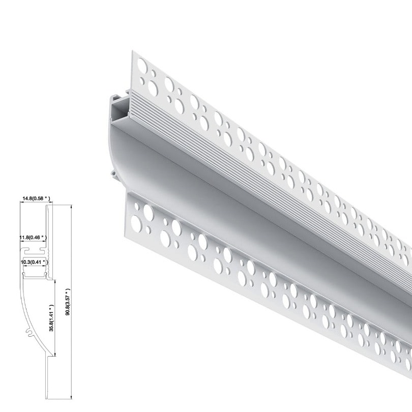 ARC-S-PBEWW 2 Metre Slim Embedded Plaster in LED Profile Including Diffuser (White)