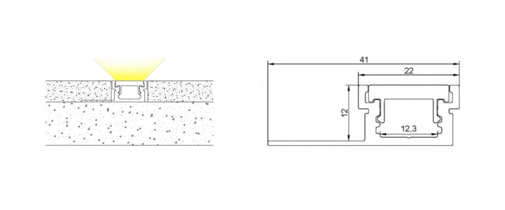 ARC-TI12 2 Metre Flush Tile in LED Profile (Silver) | ArcLED