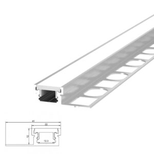 ARC-TI12 2 Metre Flush Tile in LED Profile (Silver)