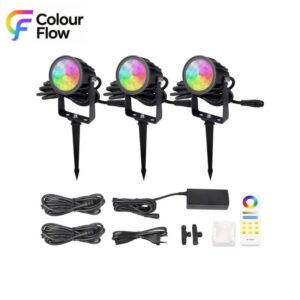Colour-Flow Pack of 3 24V 6W RGB+CCT Smart LED Garden Light