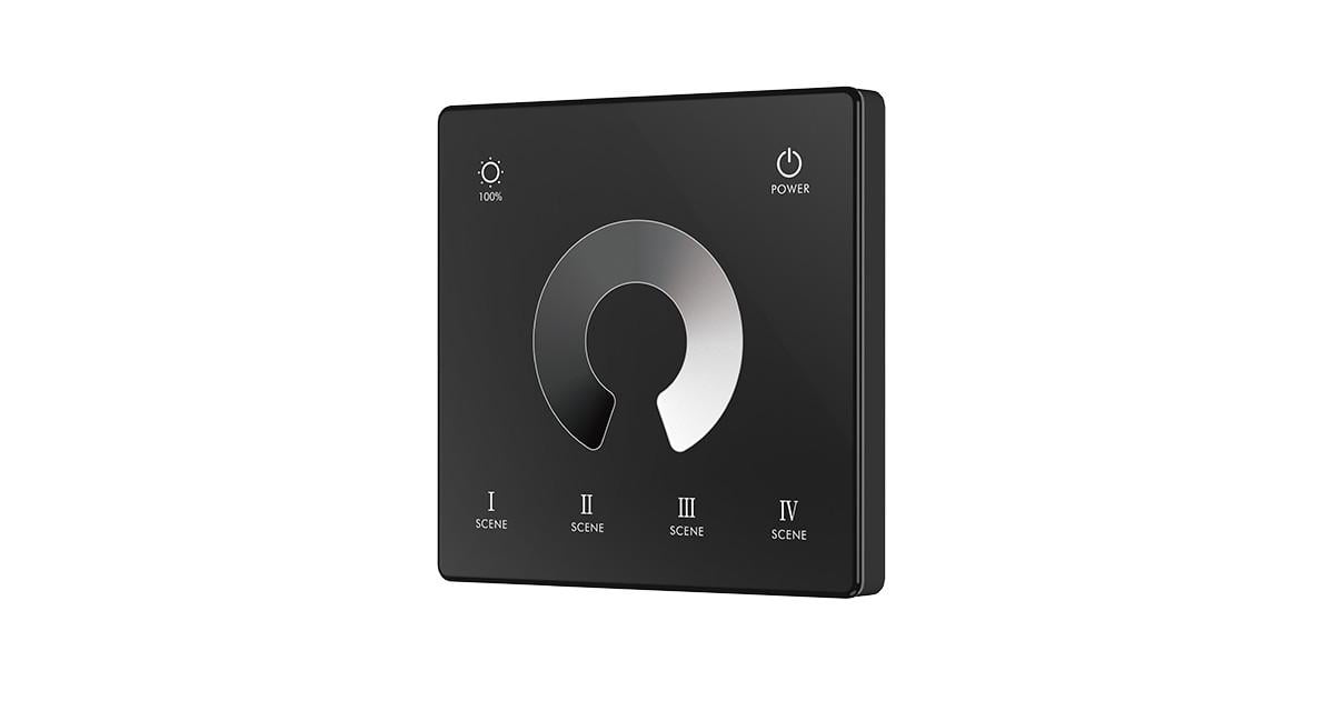 1 Zone Single Colour Battery Operated Touch Wall Panel - Black or White Black
