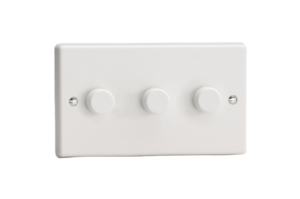 Varilight 3-Gang 2-Way V-Com Push On/Off Rotary LED Dimmer 3 x 15-180W (Twin Plate)