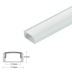 Arc LED 2m Flat 17mm x 9mm Installer Set Complete With End Caps, Clips, Diffuser (Silver)