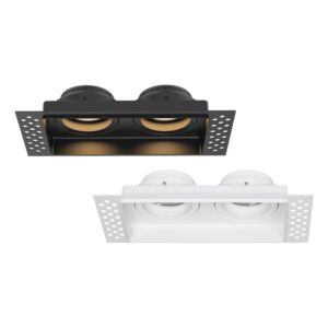 IP20 Fire Rated Tiltable Dual GU10 Plaster In LED Downlight