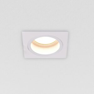 Open Fired Rated IP65 Fixed Square GU10 Baffle Downlight (Sand White)
