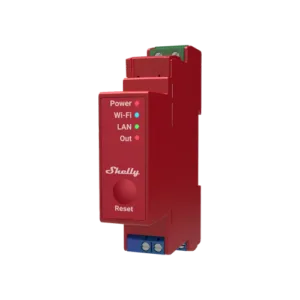 Shelly 1 channel DIN Rail Relay Switch with Power Monitoring and WiFi, LAN and Bluetooth Connection (Red)