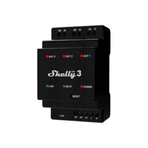 Shelly 3-channel DIN Rail Relay Switch with Wi-Fi, LAN and Bluetooth Connection (Black)