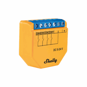 Shelly WiFi-operated DC-powered 4 digital inputs controller for enhanced actions control (Yellow)