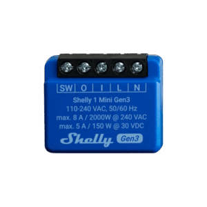 Shelly WiFi-operated 8A Relay Switch (Blue)