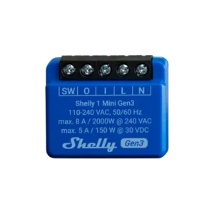 Shelly WiFi-operated 8A Relay Switch (Blue)