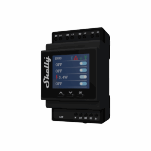 Shelly 4 channel DIN Rail Relay Switch with WiFi, LAN and Bluetooth Connection (Black)