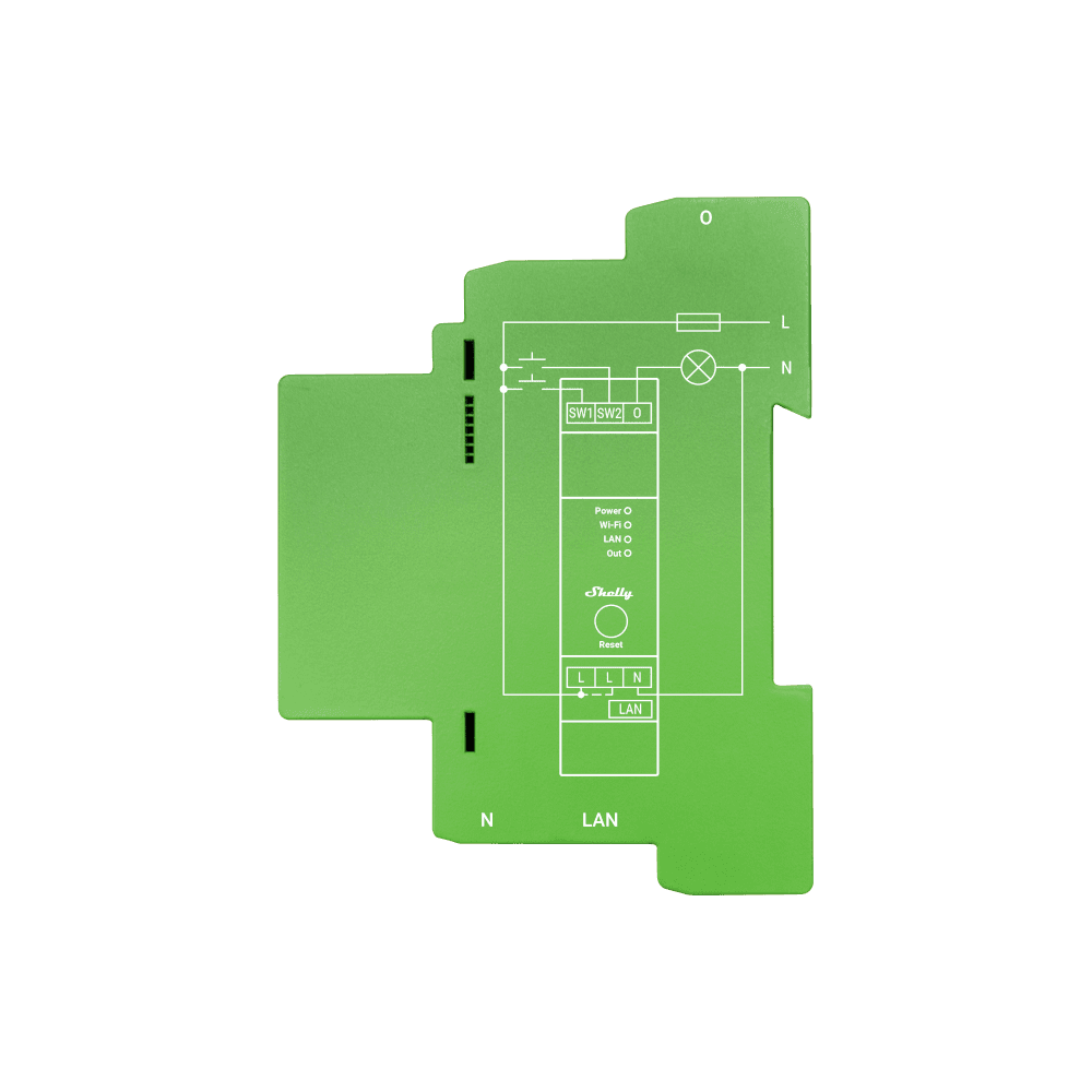 Professional 1-channel DIN Rail Smart Dimmer with Power Monitoring (Green)