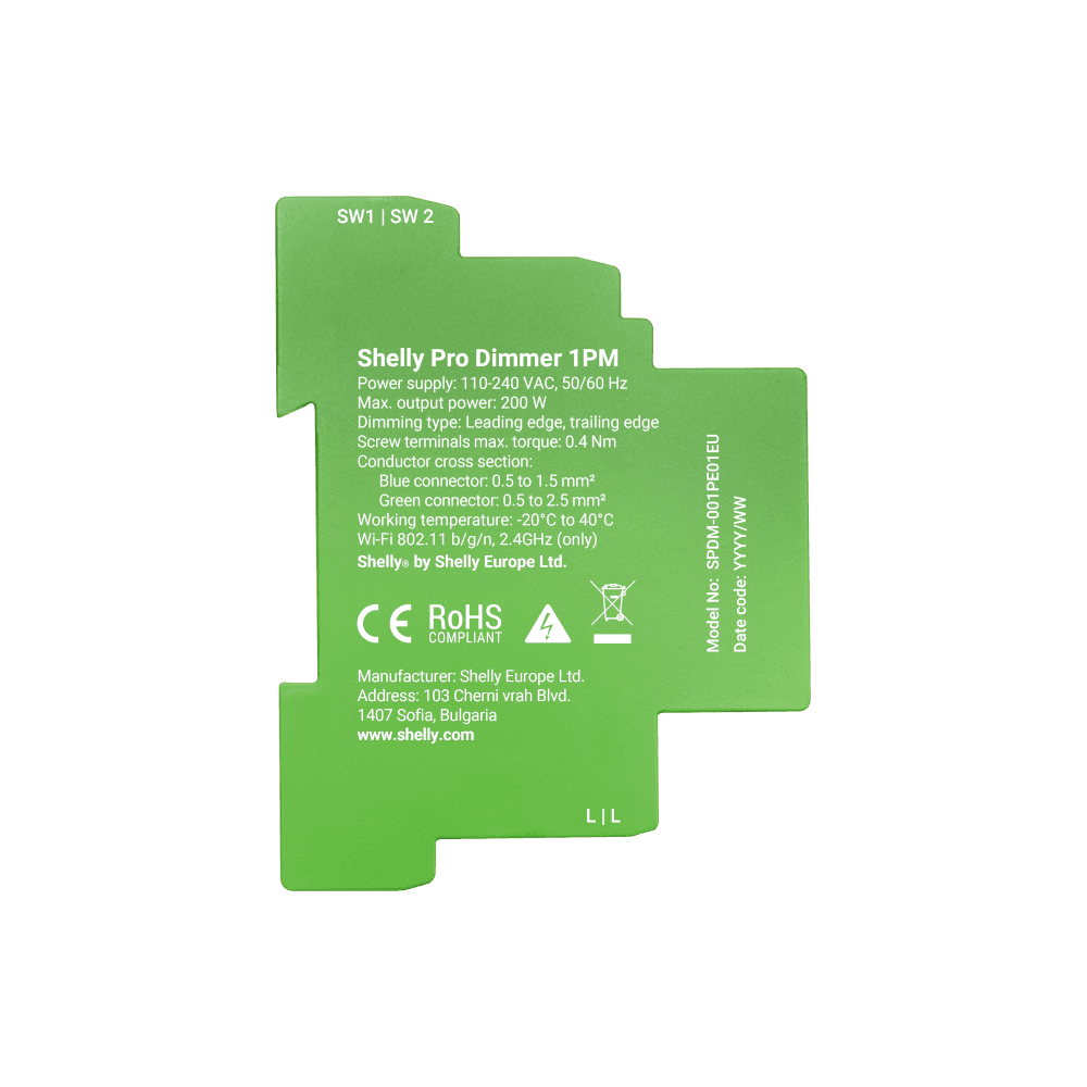 Professional 1-channel DIN Rail Smart Dimmer with Power Monitoring (Green)
