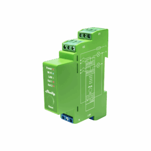 Shelly Professional 2-channel DIN rail smart dimmer with power monitoring (Green)