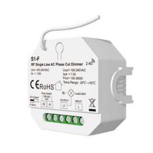 Arc LED 100-240VAC 1CH*1.5A Single Line AC Phase Cut RF Dimmer (White)
