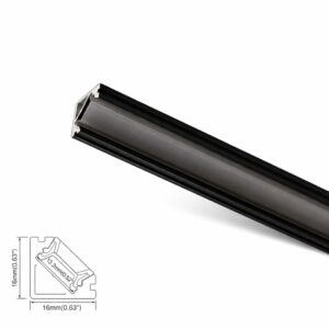 3000mm 16x16mm 45 Degree Antiglare Profile (Black)