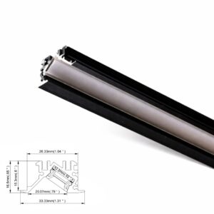 3000mm Asymmetric Antiglare 45 Degree Recessed Profile (Black)