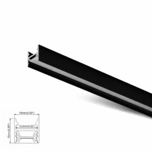 3000mm 15x15mm Antiglare Surface Mount Profile (Black)