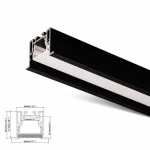 3000mm 30x30mm Antiglare Recessed Profile (Black)