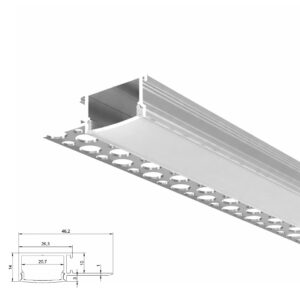 3 Metre 20.7mm Double Width Single Wing Plaster-in Profile (Silver)