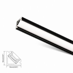 3000mm 16x16mm 45 Degree Antiglare Profile (Black)