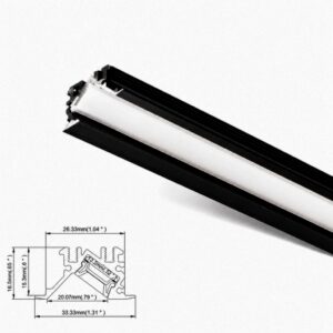 3000mm Asymmetric Antiglare 45 Degree Recessed Profile (Black)
