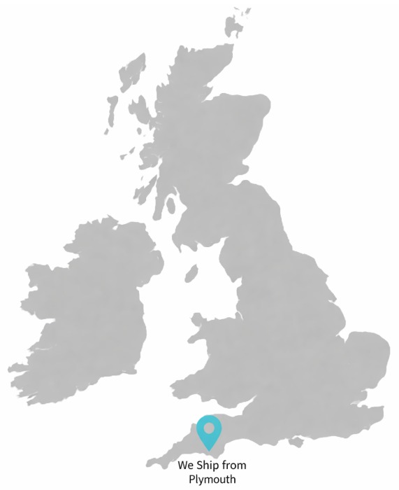 UK delivery coverage map showing Plymouth shipping origin
